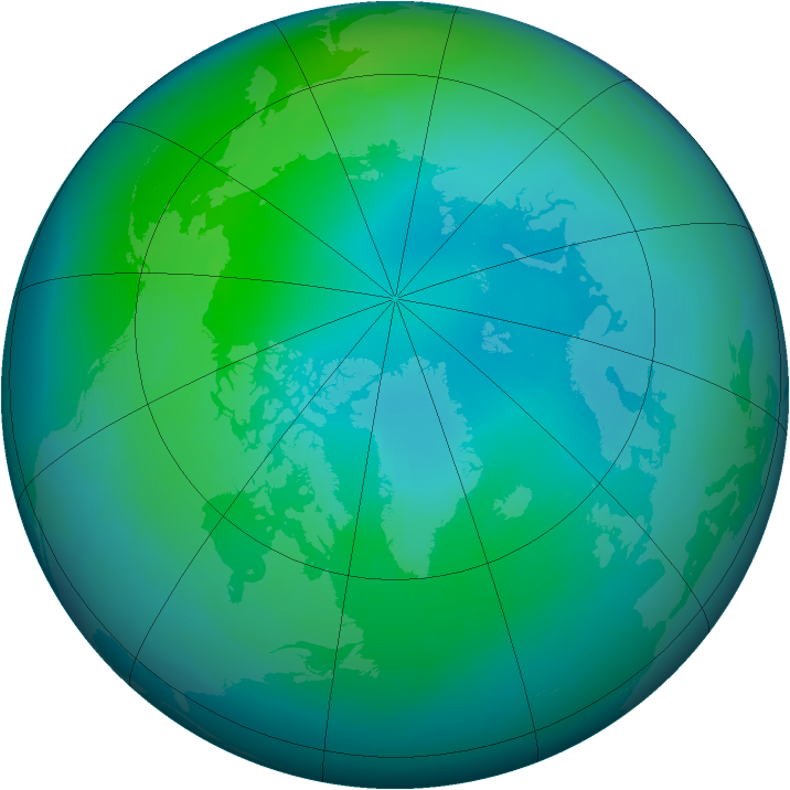 Arctic ozone map for October 1996